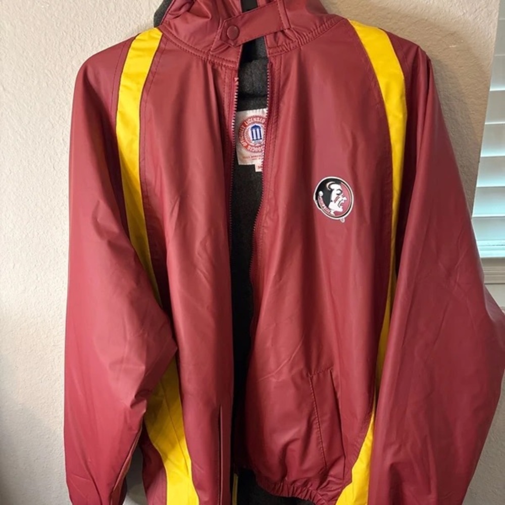 Maroon and Yellow Team-Style Hooded Raincoat